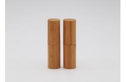 China Cylinder Inner  Aluminum Bamboo Outside Empty Lipstick Tube With Press Pop Cap supplier