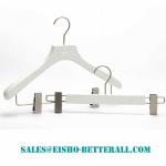 China Betterall Good Quality Garment Usage White Flocked Silvery Paint Wooden Hangers for sale