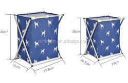 China Alu Pipe Polyester Dirty Clothes Basket With Cover Foldable Laundry Hamper supplier