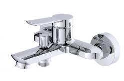 China Wall Mounted Bath Mixer Taps Black Brass Single Lever Surface Mounted Fitting supplier