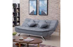 China Faux Leather Folding Futon Sofa Bed With 2 Pillows supplier