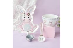 China Creative Cute Rabbit Ceramic Tableware Set Embossed Craft For Home Easter Dinnerware supplier