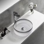 Gradient Black Glass Wash Basin Diecasting Crystal Bathroom Vanity Sink for sale