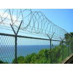 Zinc Coated Galvanized Steel Chain Link Fence Application With Razor Barbed Wire