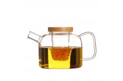 China Office / Home Stovetop Safe Teapot With Infuser / Bamboo Lid High Borosilicate supplier