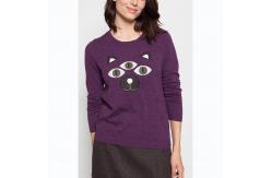 China Applique Embroidery Purple Knit Pullover Sweater Cute 12gg Gauge For Winter supplier