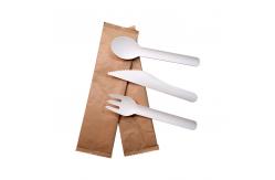 China White Smooth Paper Biodegradable Cutlery Forks Knives Spoons 6.3 Inch Practical supplier