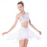 Soft Mesh Spiral Skirt Dianogal Sequins Top One Shoulder Belly Dancing Clothes for sale