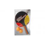 Single Racket with 2 Orange Balls Color Handle Pimple Out Rubber Plywood for Family Play for sale