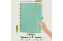 China Light Green Personalized Planner 2023 , Monthly Schedule Daily Weekly Planner supplier