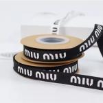Customized Logo Printing 13mm Grosgrain Ribbon Roll in Black White for Bottle Flowers for sale