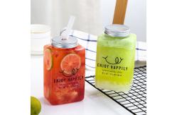 China ISO14001 500ml Square Plastic Beverage Bottles Bubble Tea And Soda supplier