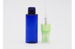 China 30 Ml Blue Refillable PET Plastic Spray Bottles With Light Green Mist Pump supplier