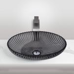 CUPC Ice Stripe Pattern Smooth Glass Vessel Basins For Home Decoration for sale