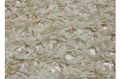 China Romantic Champagne Rosette Sequin Lace Fabric , Nylon Bridal Mesh Fabric supplier