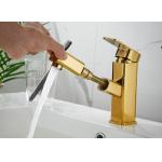 Brass 360°rotate Golden Pull Out Hotel Basin Faucet Tap