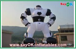 China White / Black Inflatable Cartoon Characters , Oxford Cloth Inflatable Robot supplier