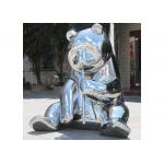 Plaza Decoration Mirror Stainless Steel Panda Sculpture With Size 150cm Height for sale