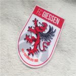 Modern Clothing Iron On Patches Shield Shape Dragon Logo Plush Printing Flocking For Garment Decoration for sale