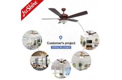 China 3000K Retro Ceiling Fan With Dark Walnut Blades And Glass Lampshade supplier