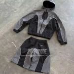 Summer Windbreaker Nylon Tracksuits Nylon Color Blocking Track Jacket Windbreaker Nylon Waterpoof Hoodie Shorts Set Men for sale