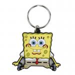 Custom Sponge Bob Character Soft PVC Rubber Keychain, 2D Flat Soft Touch PVC Keyring With Logo for sale