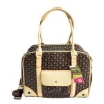  				High Quality PU Leather Double Layer Classic Grid Pet Carriers 	        