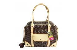 China  				High Quality PU Leather Double Layer Classic Grid Pet Carriers 	         supplier