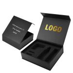 Custom Packaging Printing Box Cardboard Black Paper Magnet Gift Box Packaging with Inner Foam for sale