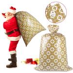 Custom Gold Pattern 56 Inch Jumbo Plastic Present Bag For Chirstmas