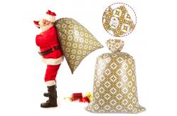 China Custom Gold Pattern 56 Inch Jumbo Plastic Present Bag For Chirstmas supplier