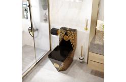 China Ceramic Black Golden Siphonic One Piece Toilet Wall Hung Easy Clean supplier