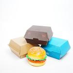 Customized printing eco-friendly recyclable food grade cold kraft paper hamburger box fast food takeaway packaging box for sale
