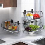 Wall Hanging 20KG Bearing 41cm Length Steel Kitchen Basket Rack for sale