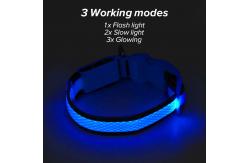 China Durable Rechargeable Lighted Dog Collars Heavy Duty Nylon Webbing Material supplier