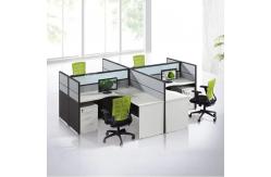 China ISO Modular Four Person Workstation Desk Glass Panel Black Wooden supplier