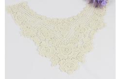 China Cotton Hollow Water Soluble Lace Neckline Applique Trim With Rose And Sakura Design supplier