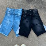 Embroidered Patches Logo Streetwear Summer Shorts Distressed  Acid Wash Jean Shorts