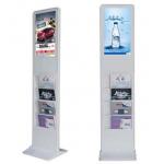 Black 21.5 Inch Floor Standing Digital Signage With Magazine Newspaper Shelf for sale