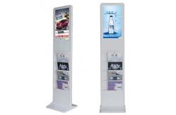 China Black 21.5 Inch Floor Standing Digital Signage With Magazine Newspaper Shelf supplier