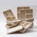 Sugarcane Pulp Lunch Takeaway Bento Box 4 5 Compartment Biodegradable Disposable for sale