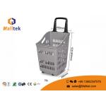Eco - Friendly Grey Rolling Plastic Shopping Basket With High Capacity for sale