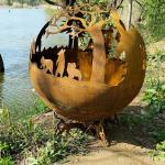 Manual Ignition Round Corten Steel Fire Pit 3mm Thickness 60cm for sale