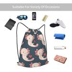 Drawstring Backpack with Axolotls, Hearts and Bubbles - Adorable and Practical - Suitable for Women and Girls for sale