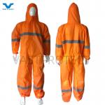 EN1149 Coverall 56GSM Microporous USA PPE Disposable With Orange Reflective Tape for sale