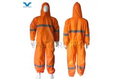 China EN1149 Coverall 56GSM Microporous USA PPE Disposable With Orange Reflective Tape supplier
