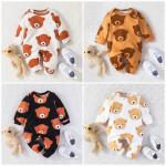 Children's Outfit Sets Newborn Baby Round Neck Jumpsuit Baby Bear Print Romper for sale
