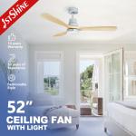 15W Wood Blade LED Ceiling Fan with Light and Wall Control Remote Control APP Control 2- for sale