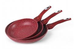 China 32cm Marble Coating Red PROA Free Frying Pan Set With Lids supplier