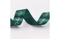 China Custom Patterned Hot Stamp Ribbon , Smooth Surface Green Satin Ribbon supplier